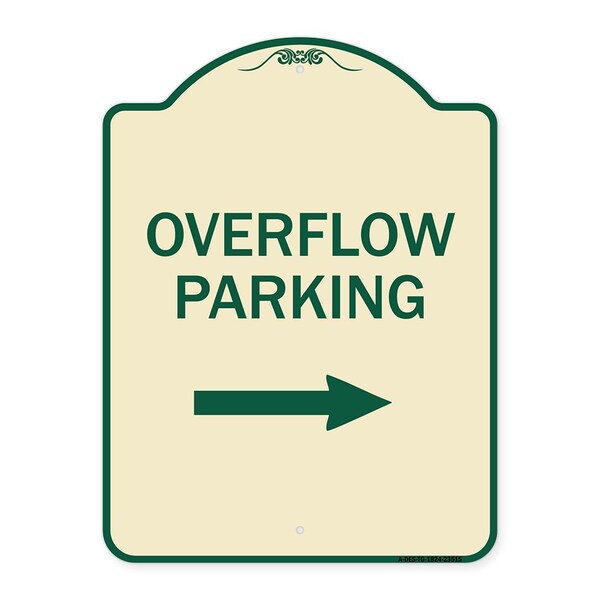 Overflow Parking with Right Arrow Heavy-Gauge Aluminum Architectural Sign, 24" x 18", TG-1824-23515